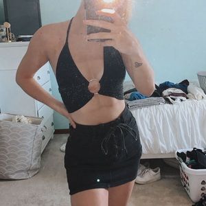 Sparkly Black Halter Top